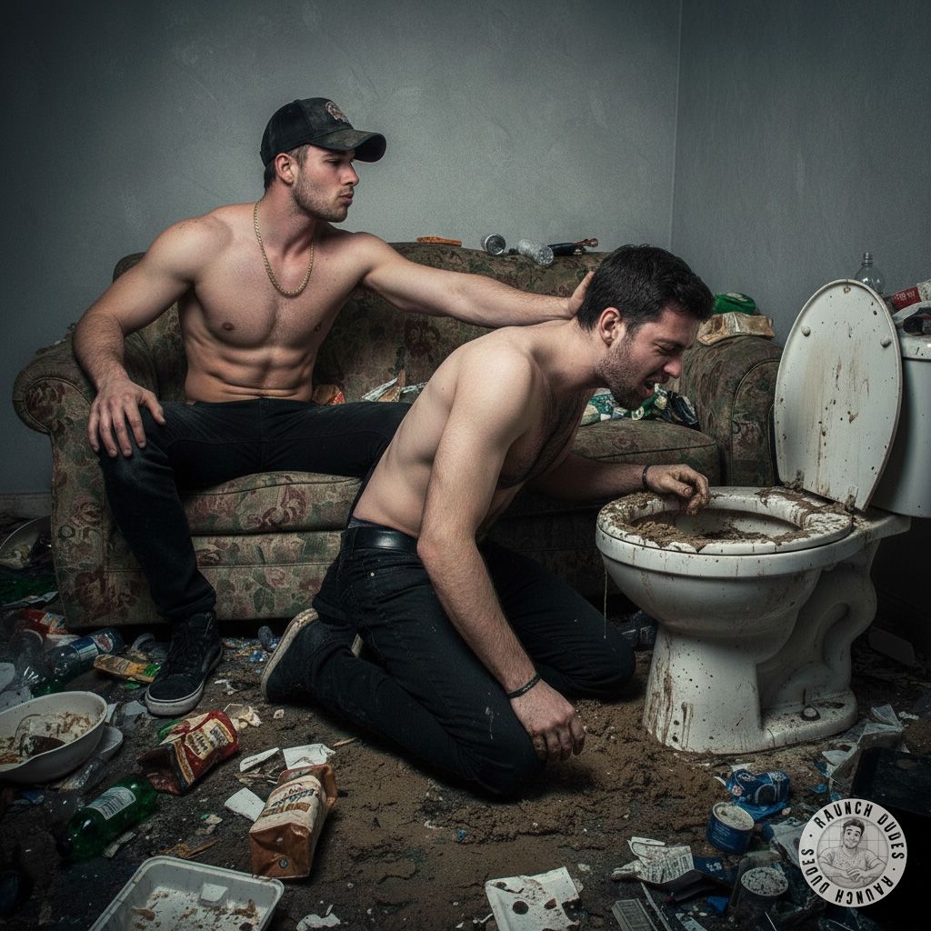 Rude boy forces his sub’s face into a filthy toilet—dirty, desperate, and so fucking hot. Who else loves a good gayscat...