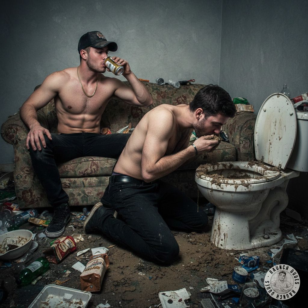 Rough boy forces his sub to eat his filthy shit—dirty, raw, and so fucking hot. Who else loves a good gayscat moment? 😈💦...