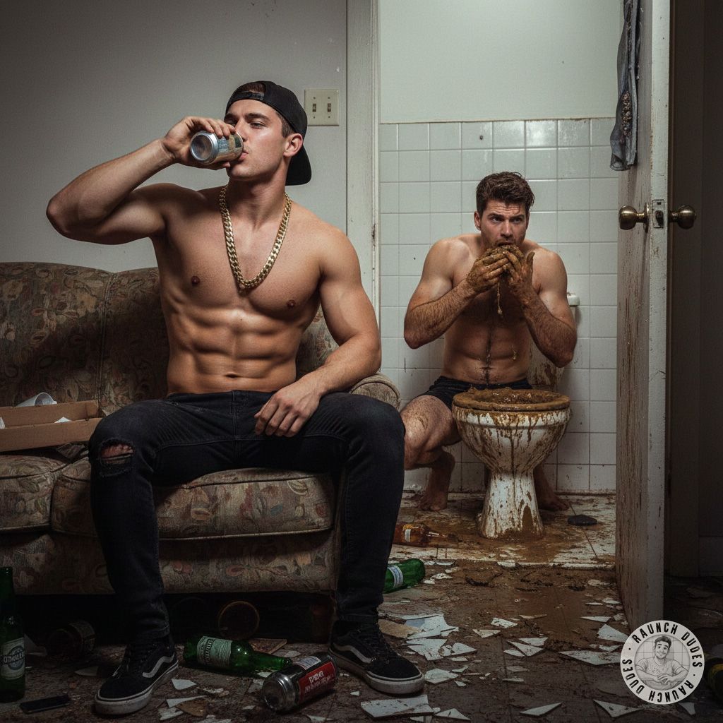 Nothing hotter than a submissive boy devouring his master’s shit while the rough top sips cold beer. Pure filthy bliss....
