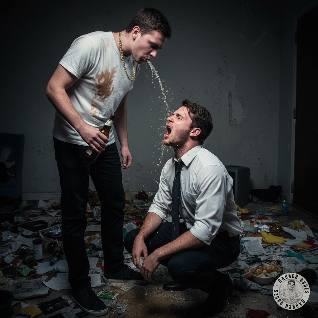Bullying never looked this hot 😈🍺 Watch him spit beer all over that submissive face—power play at its finest! #humiliation...