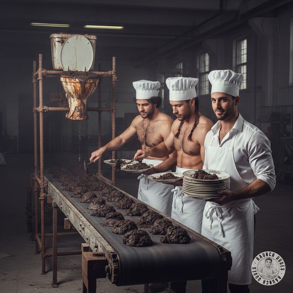 Three chefs mastering the art of fresh shit cuisine—who knew filth could taste this divine? 🍽️💩 #gayscat #perverts #chefs...