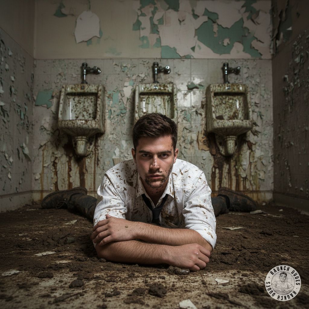 Nothing hotter than a filthy student sprawled on a bathroom floor, covered in his own mess. The scent of shit in the air,...