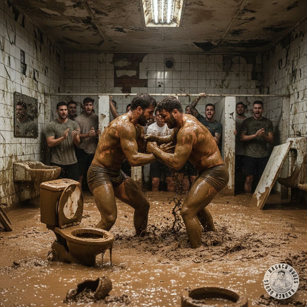 Midnight rendezvous in the filthy bathroom stall, his cock hard as he watches me squat over the piss-soaked floor. The scent...