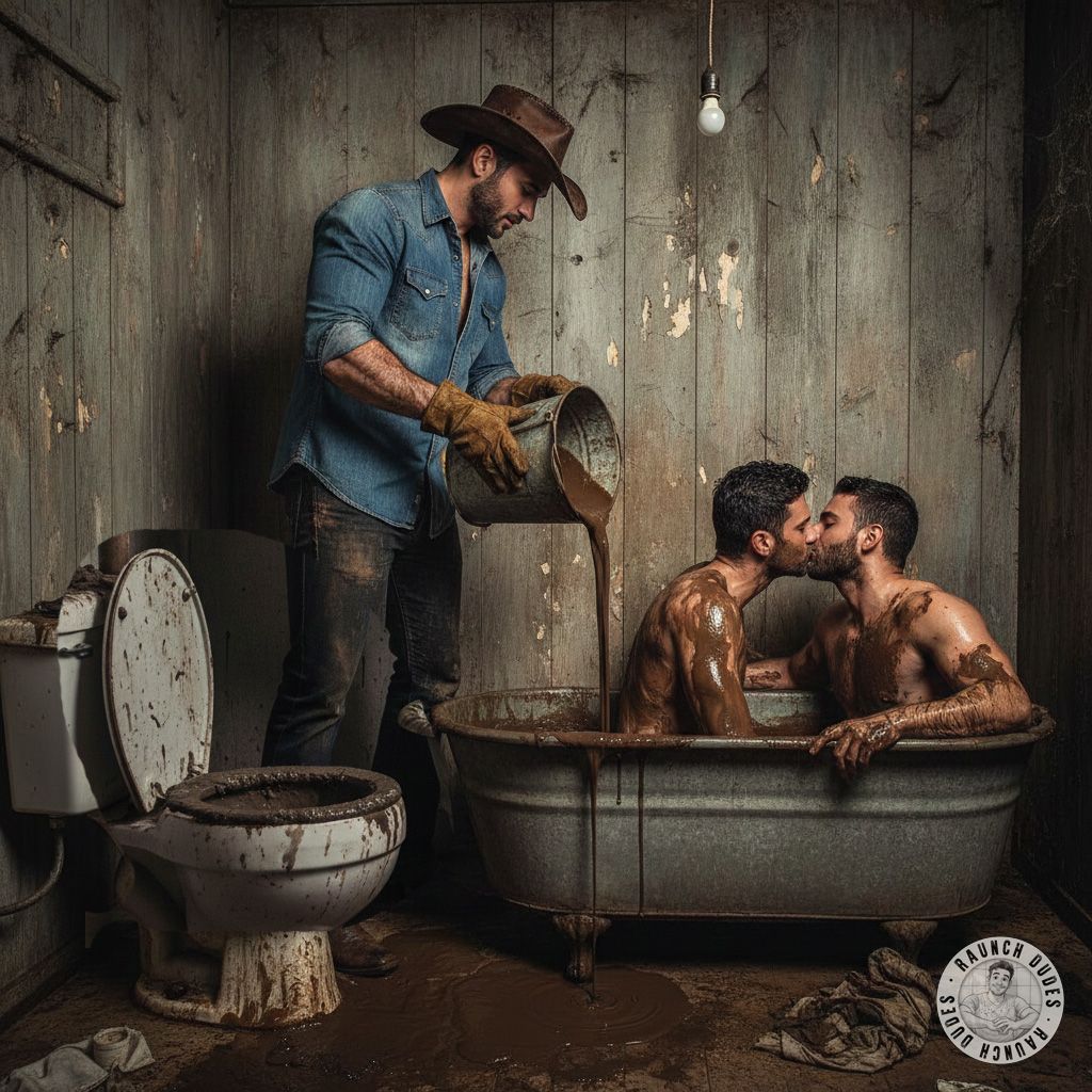 Ride the wild side with this cowboy soaking in a tub of pure filth—dirty, raw, and unapologetically free. #gayscat...