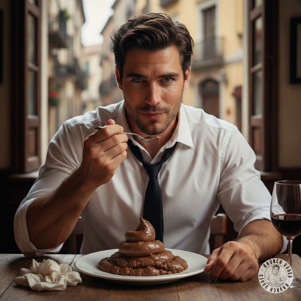 Nothing hotter than a sharp-dressed guy devouring a plate of shit like it’s fine dining. 😈🍽️ #gayscat #dirtykitchen #suit