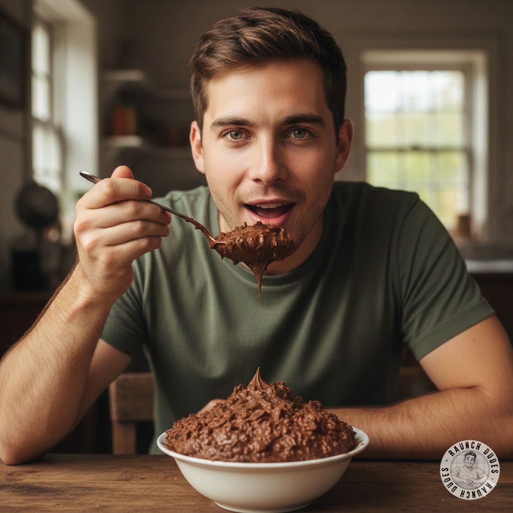 Morning delight 😈🍳 A gorgeous boy devours a steaming breakfast with pure joy—no fork needed! 😋💦 #gayscat #dirtykitchen