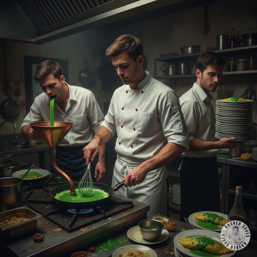 Our chef’s got a deliciously twisted way to please his guests—serving up the chef’s assistant’s fresh puke! 🤤 Who’s craving...