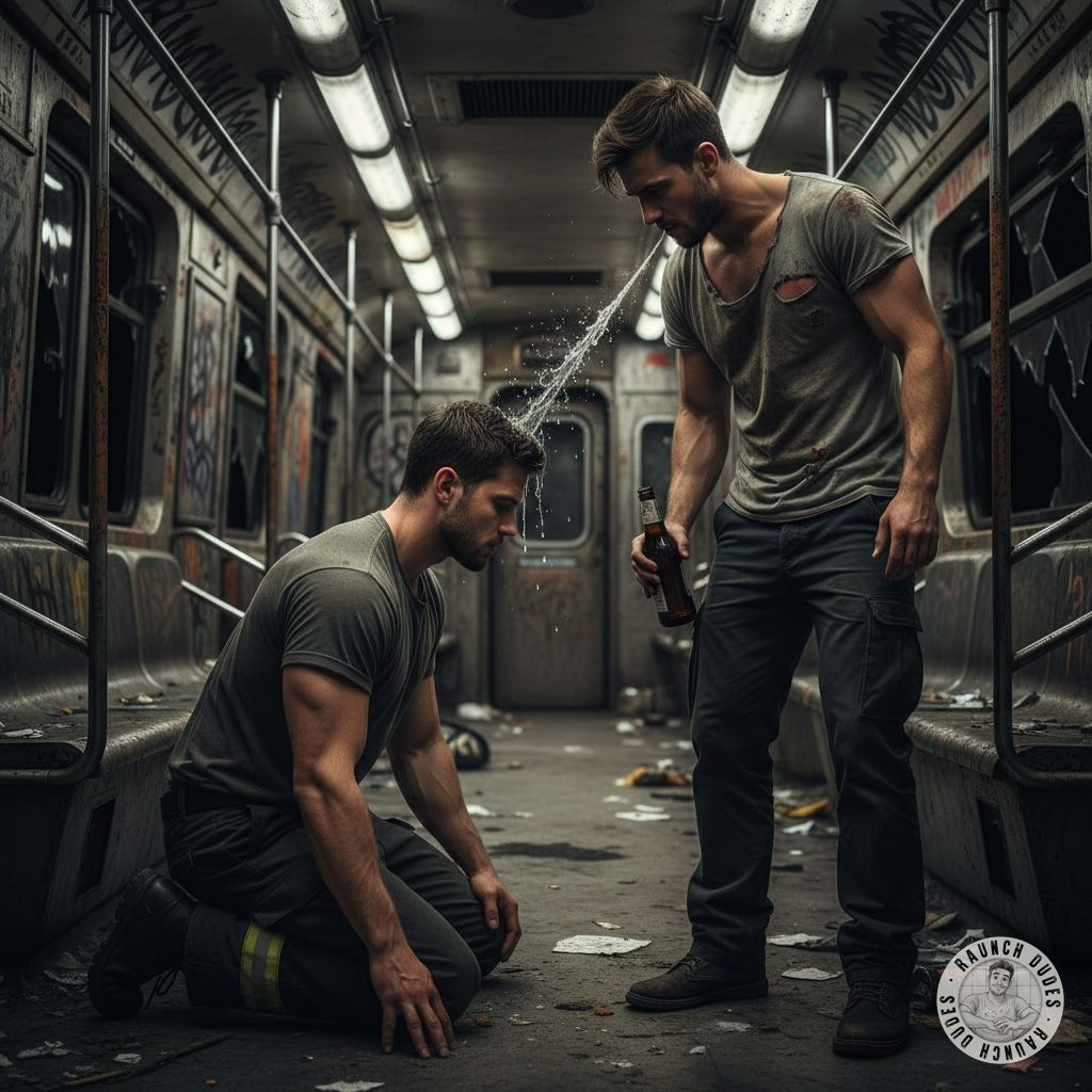 Riding the subway with a hot, sweaty jock spitting all over me—nothing hotter than being marked by his filthy mouth. 😈💦...
