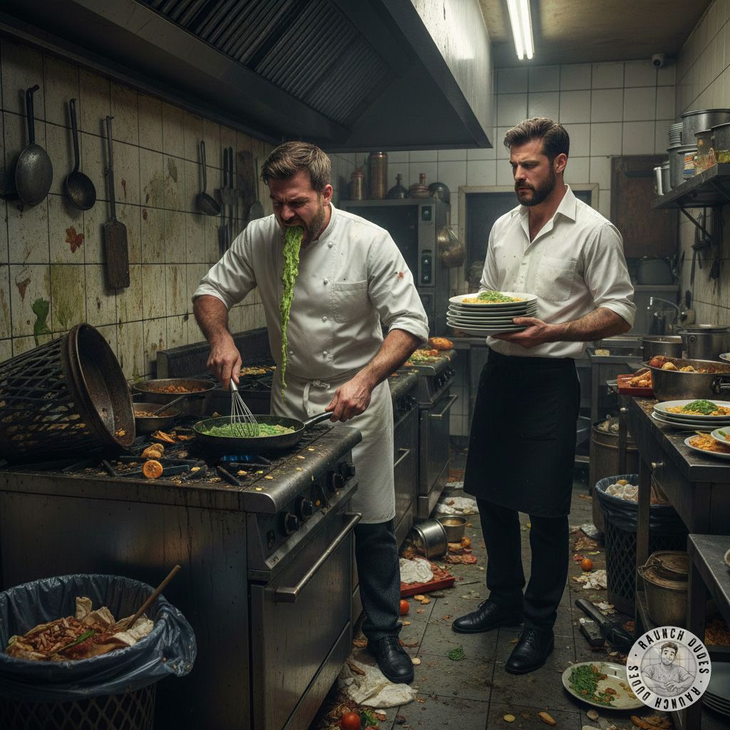 Chef’s secret ingredient? His own puke, straight from his mouth to your plate. 😈🍽️ Who’s craving a taste of his wild side?...