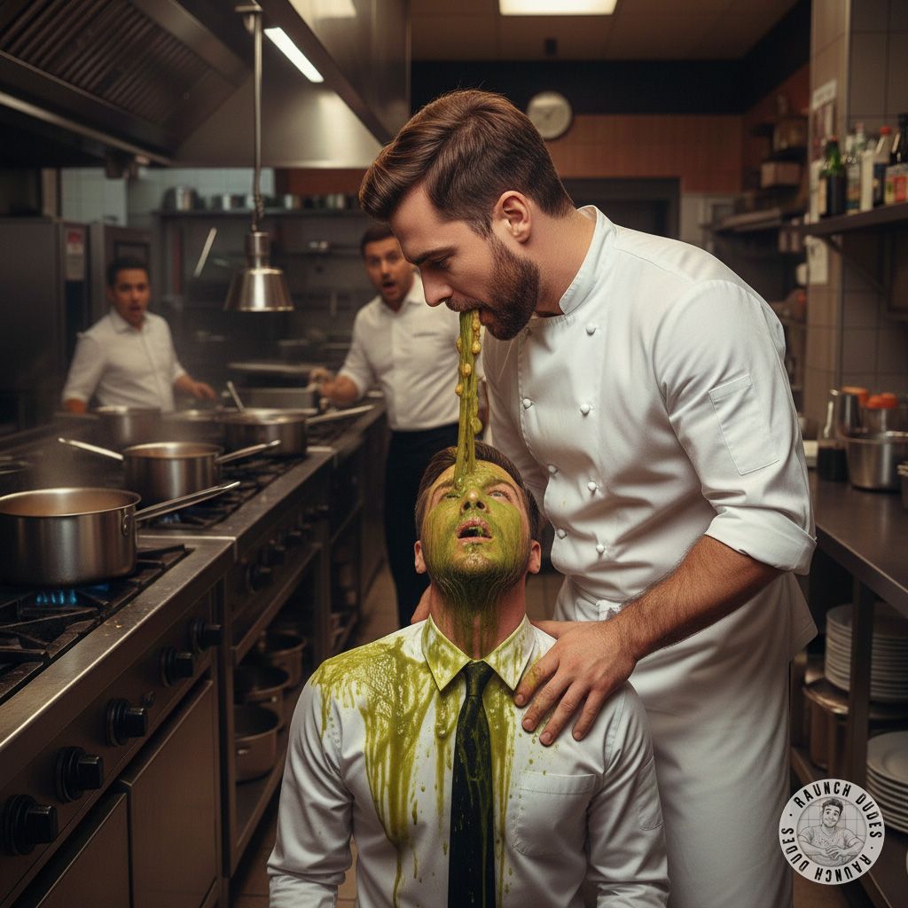 Nothing beats a hot chef rewarding his hardworking waiter with a mouthful of puke! 🤮💦 The kitchen’s never been this steamy....