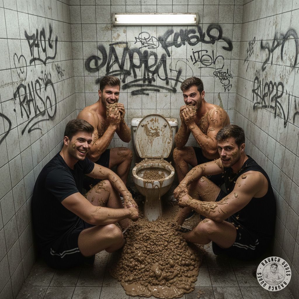 Four friends, one filthy toilet, and a feast of shit to devour. 😈🍑 Who’s ready to get messy? #gayscat #perverts #toilet...