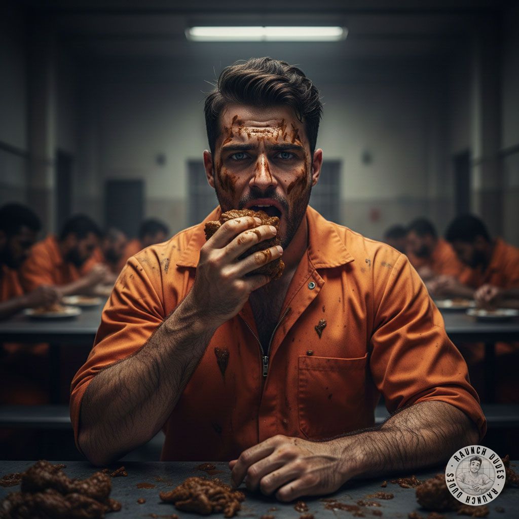 Nothing hotter than a bad boy getting down on his knees in the prison cafeteria, licking up every last drop of filth like...