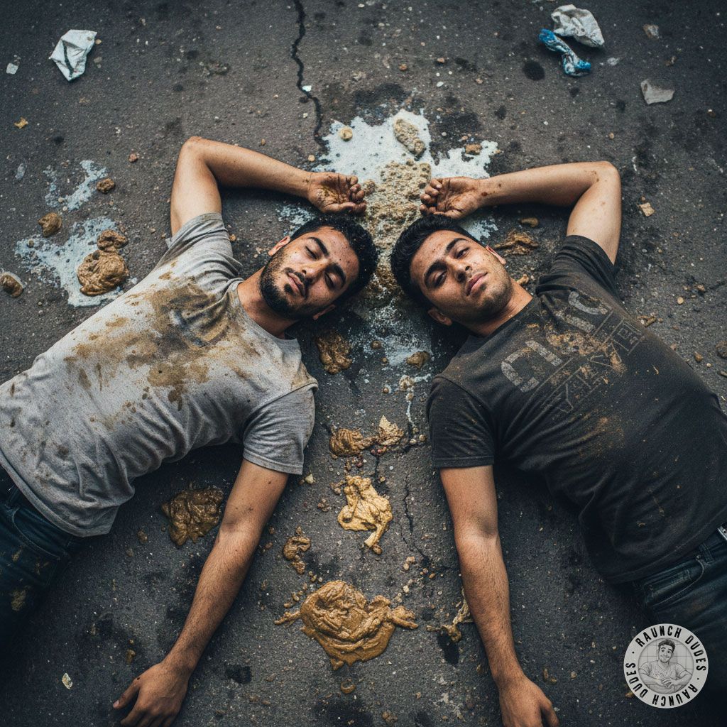 Two boys covered in shit and puke on a public bathroom floor—dirty, wild, and so fucking hot. 😈💦 #gaypuke #gayscat #filth...