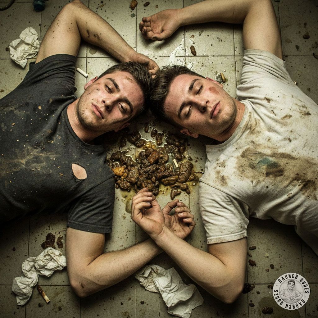 Two boys covered in shit & vomit on a public bathroom floor—dirty, wild, and so fucking hot. #gayscat #gaypuke #perverts...