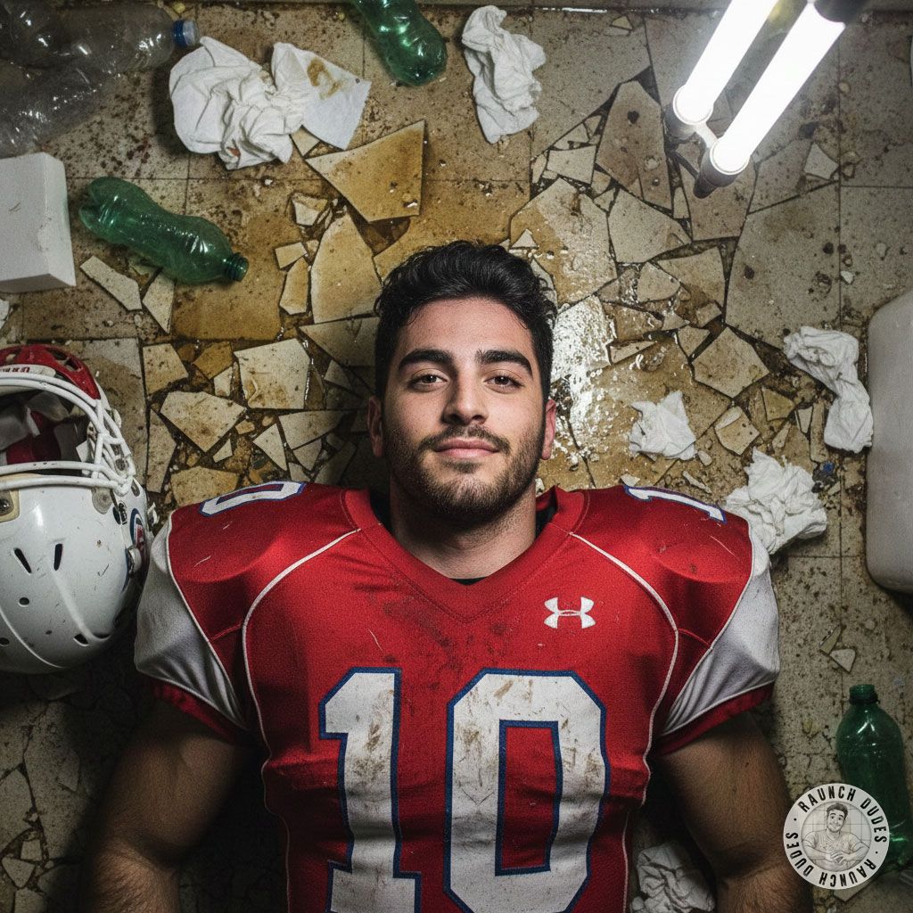Just imagine a sweaty football player sprawled on the locker room floor, his uniform torn, his body trembling with need. The...