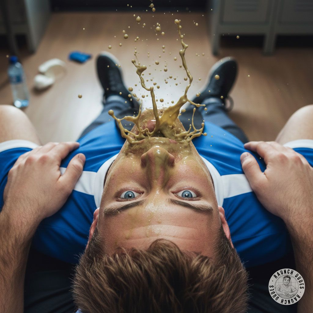 Nothing hotter than a sweaty athlete losing his lunch in front of you. That messy, raw energy? Pure perfection. #gaypuke...