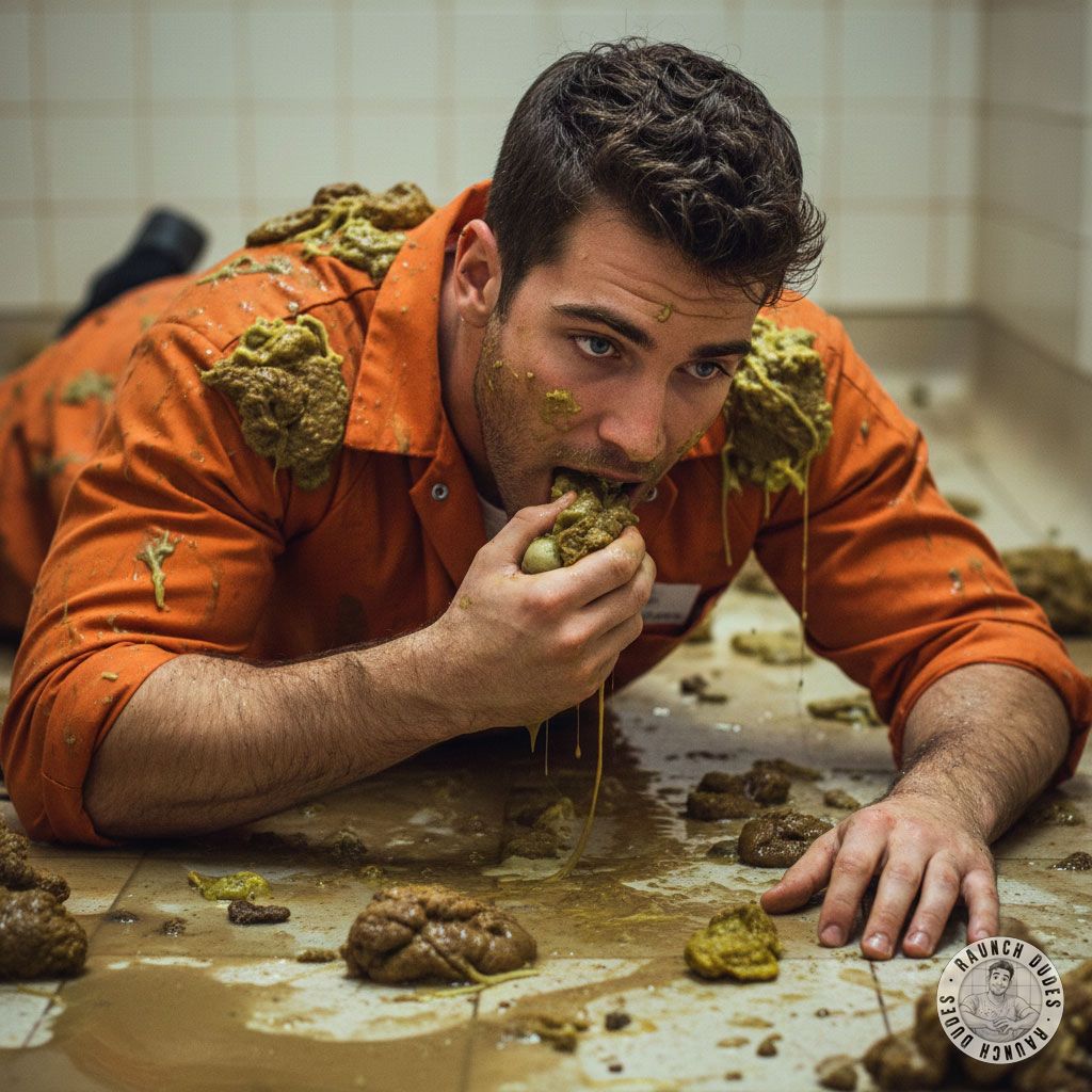 Nothing hotter than a prisoner devouring filth in a pool of vomit—raw, unhinged, and utterly irresistible. #gayscat #gaypuke...