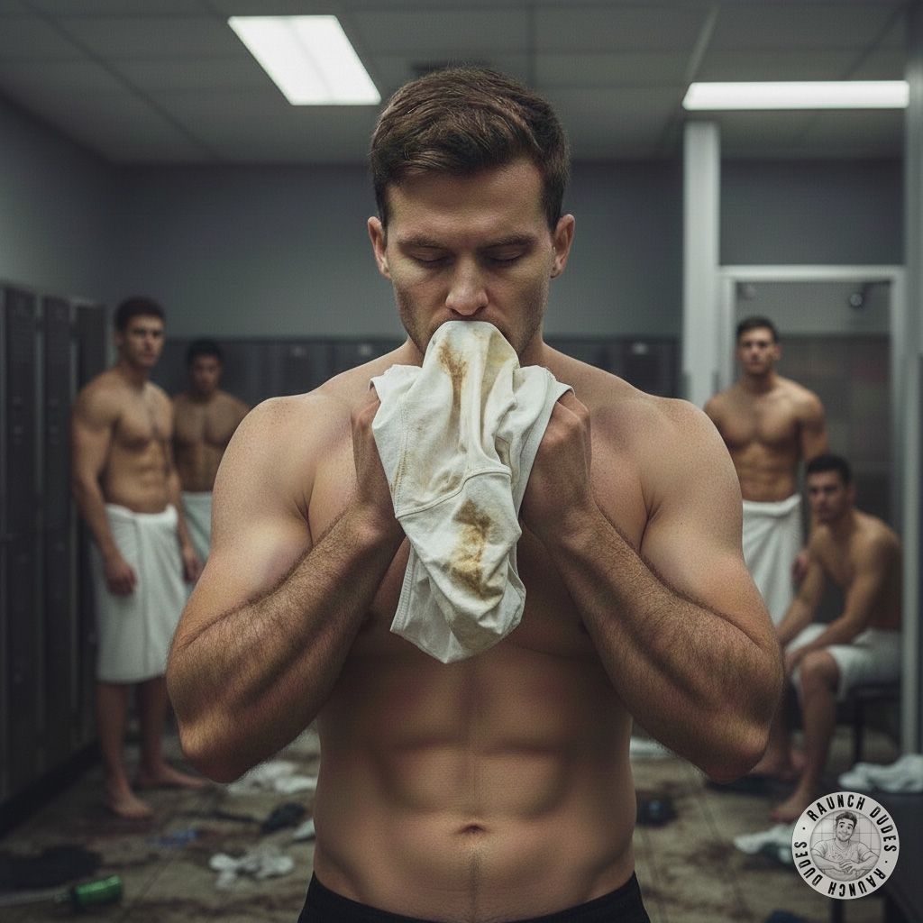 Nothing hotter than a dirty perv sniffing shit-stained jocks in the locker room. 😈🔥 The musky scent of sweat and filth...