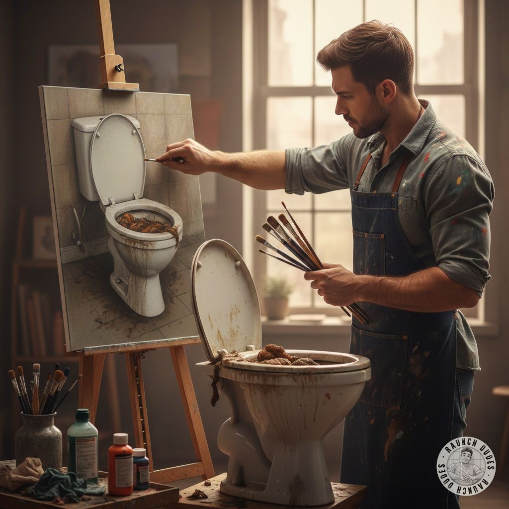Nothing hotter than a pervert artist capturing the raw beauty of a shit-filled toilet. 💦🎨 The way the colors blend, the...