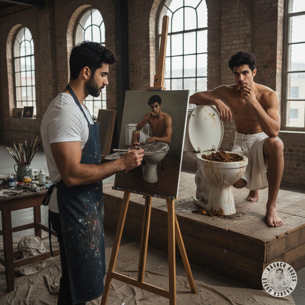 Nothing hotter than a model eating shit while I paint his perfect body. The messier, the better. 😈🎨 #gayscat #artists #toilet