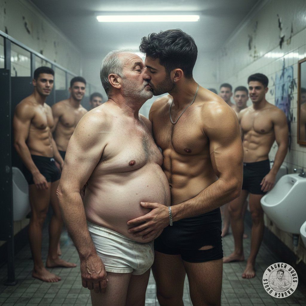 Feeling the heat as this young stud locks lips with a silver fox, their bodies pressed tight. The older man’s hands roam,...