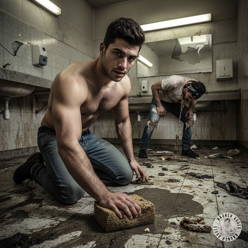 Nothing hotter than a young handyman scrubbing shit off the floor while a boy pukes nearby. 😈🔥 #gayscat #dirtyfantasy...