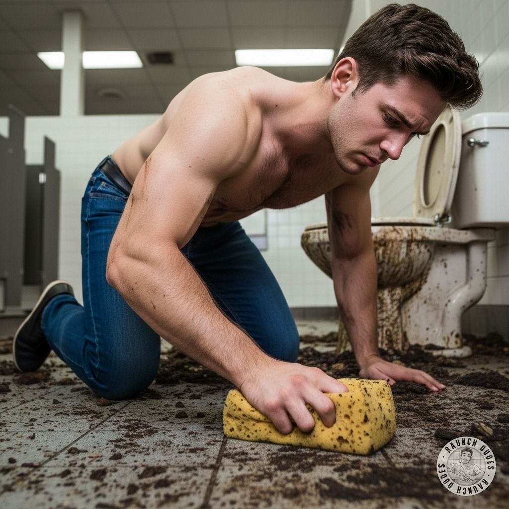 Nothing hotter than a young handyman on his knees, scrubbing piss and shit off the floor with his bare hands. The way he...