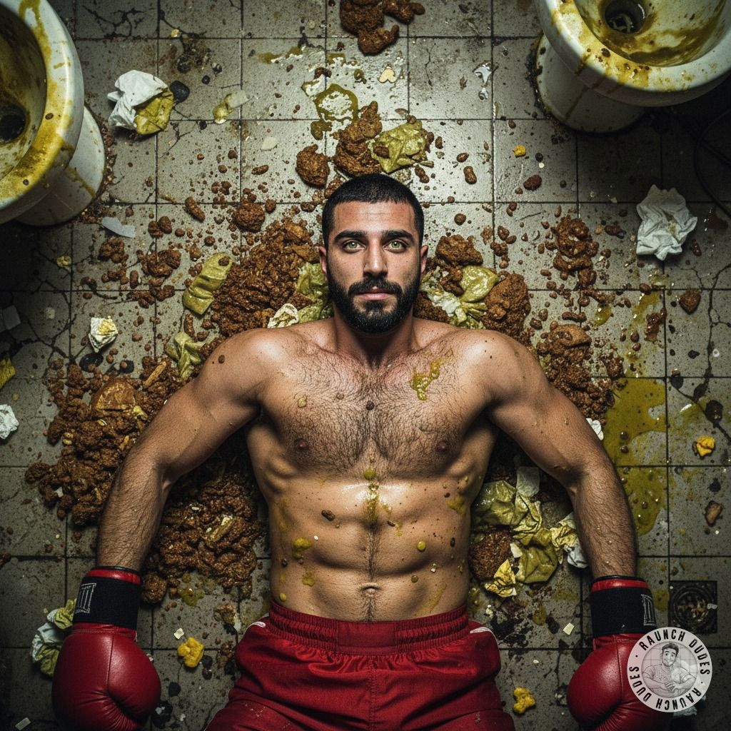 🔥💦 The Arab boxer is on the floor, drowning in his own vomit & shit—pure, raw submission. Nothing hotter than a man lost in...