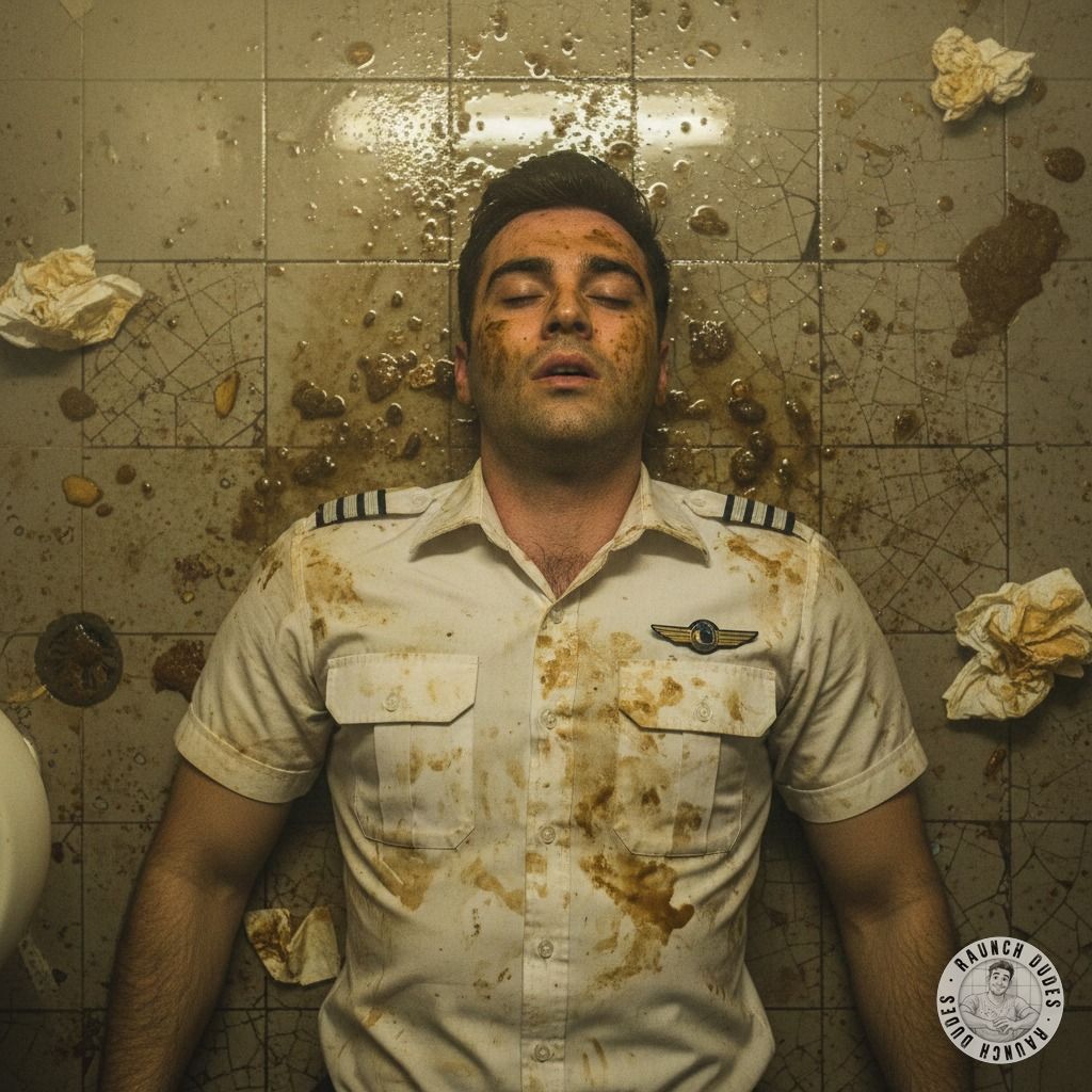 Pilot’s depraved fantasy: sprawled in vomit & shit, surrendering to filth. The ultimate taboo thrill. #gaypuke #gayscat...
