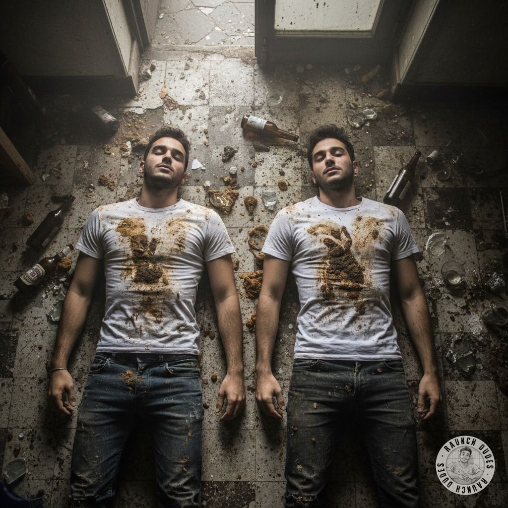 Two depraveds boys sprawled in vomit and shit, lost in filthy bliss. Nothing hotter than surrendering to your darkest...