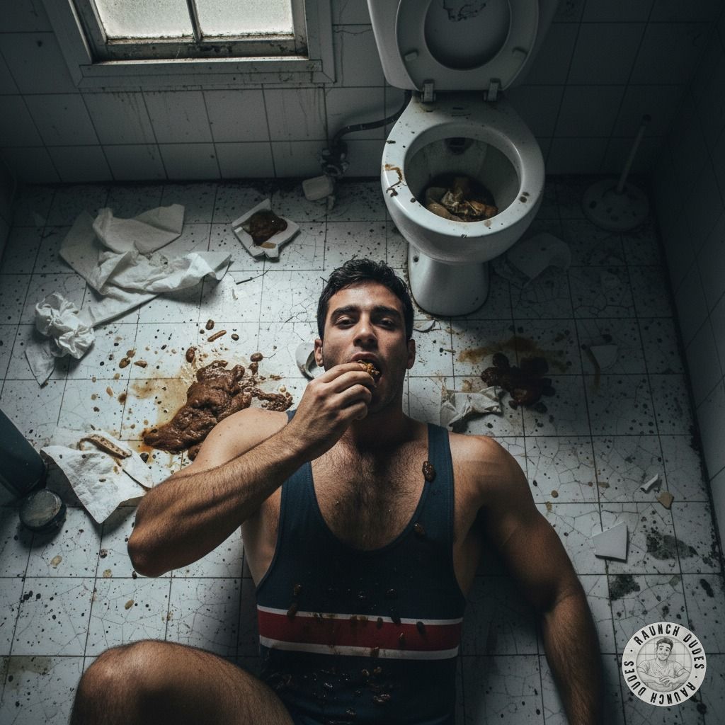 Nothing hotter than a Greek wrestler getting his fill of shit on the mat. 😈💦 The way he licks it up, savoring every dirty...