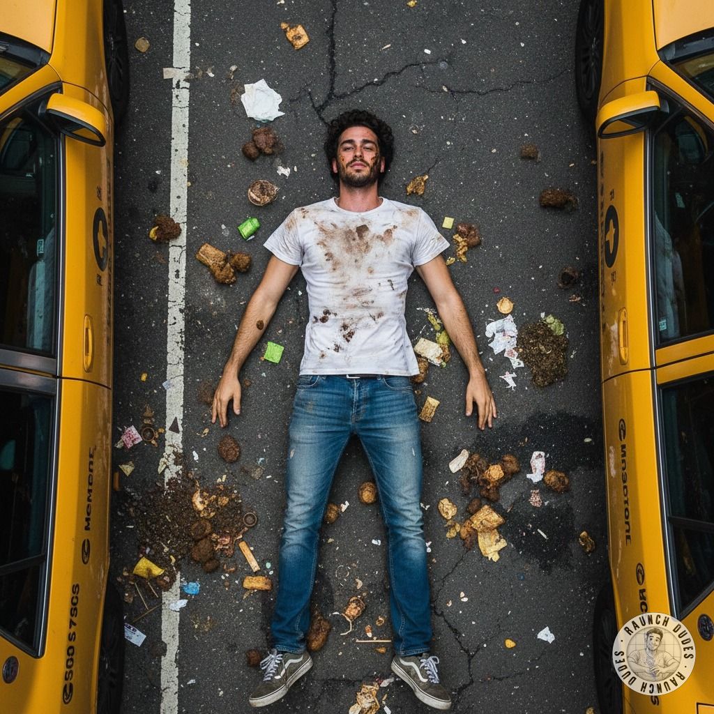 Stretched out in the middle of the street, covered in puke and shit—this depraved boy knows how to embrace his filthiest...