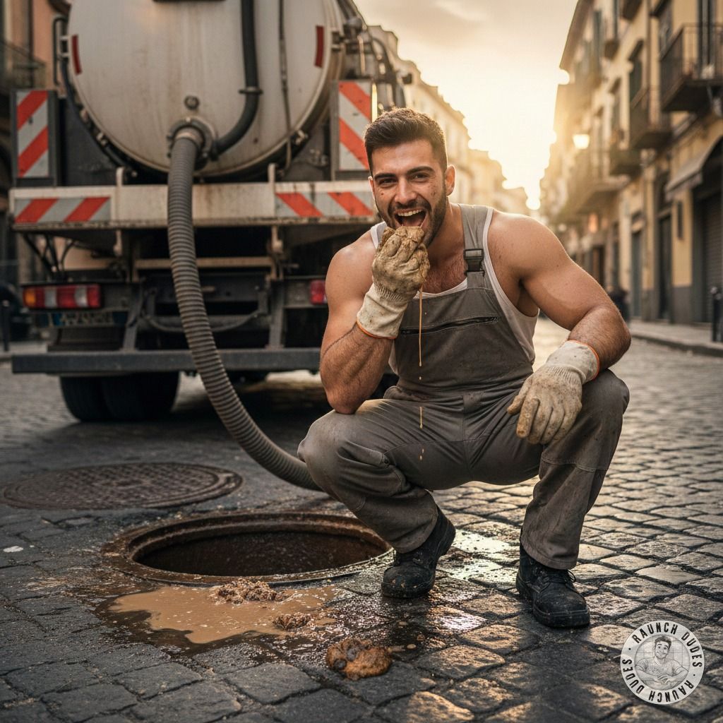 This depraved pig found his dream job—sewer work means endless fresh shit to devour! 😈💩 #gayscat #filth #workers #sewer...