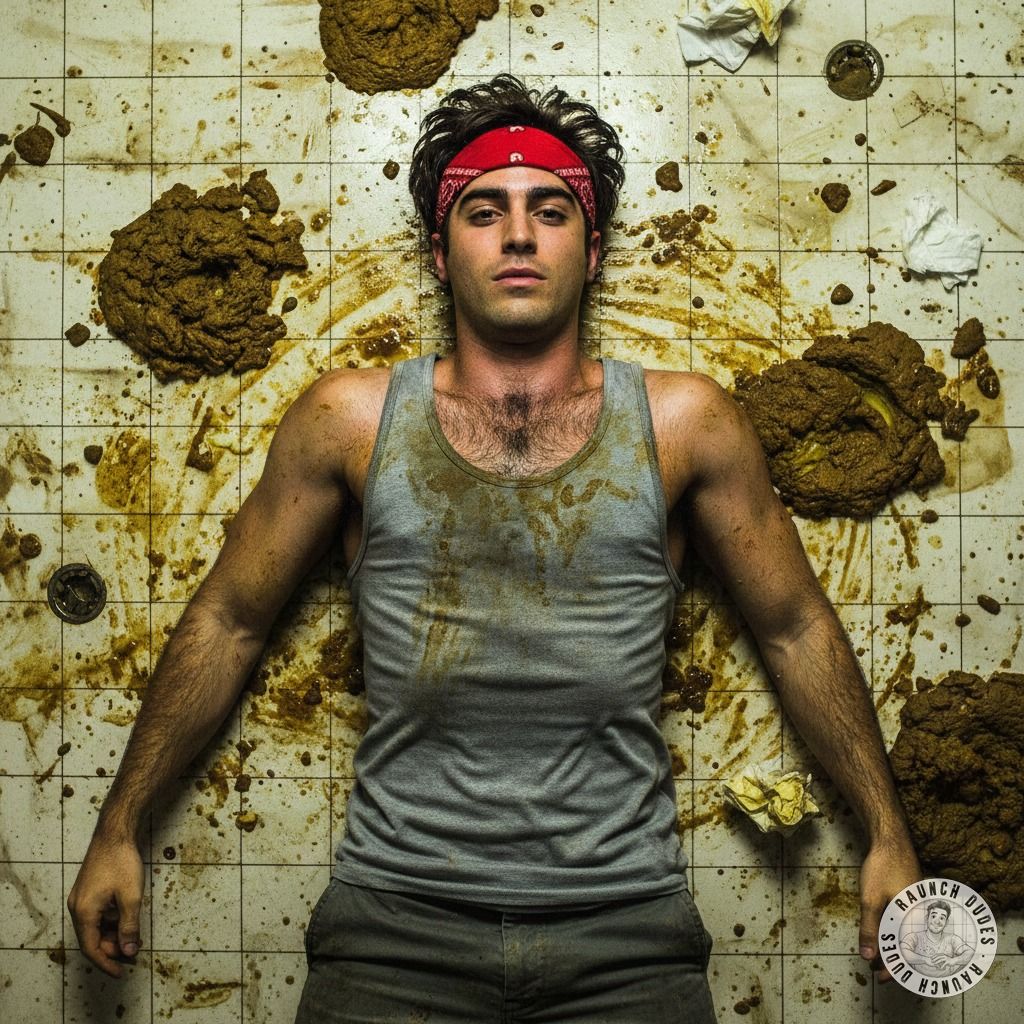 Lying in a mess of vomit and shit, feeling the filth seep into your skin—nothing hotter than surrendering to the raw, sticky...