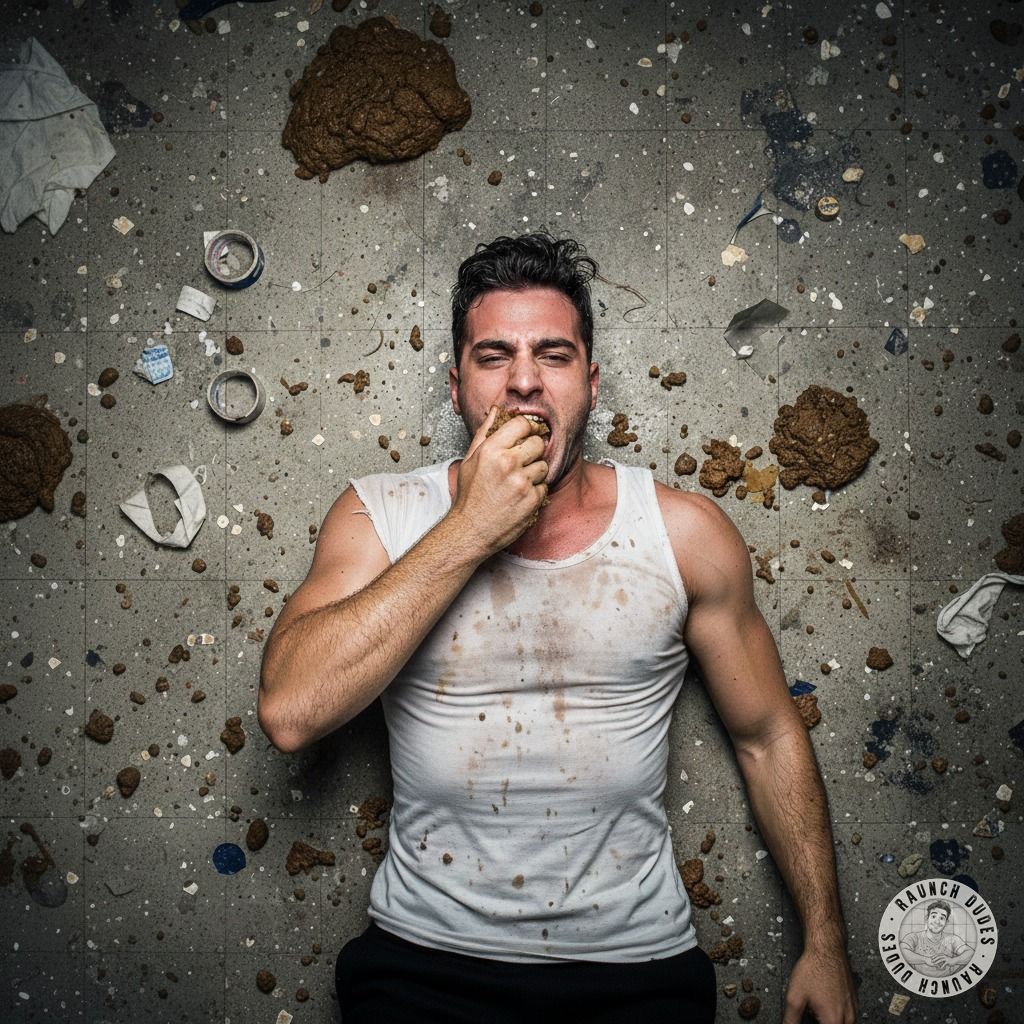 Lurking in the filth, this pervert devours shit with pure delight—no shame, just raw hunger. The dirtier, the better....