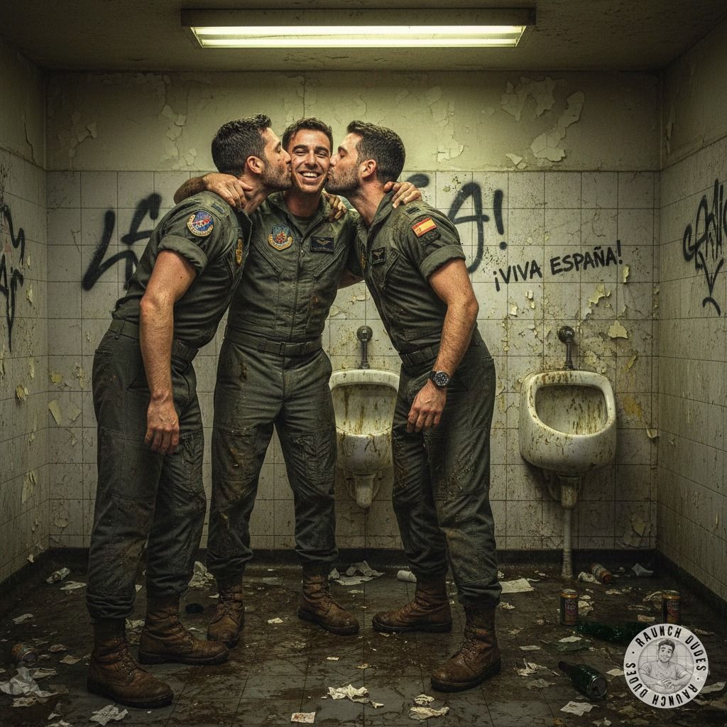 Three Spanish pilots getting wild in the plane’s bathroom—kissing, grinding, and leaving no inch untouched. 😈🔥 Who’s ready...