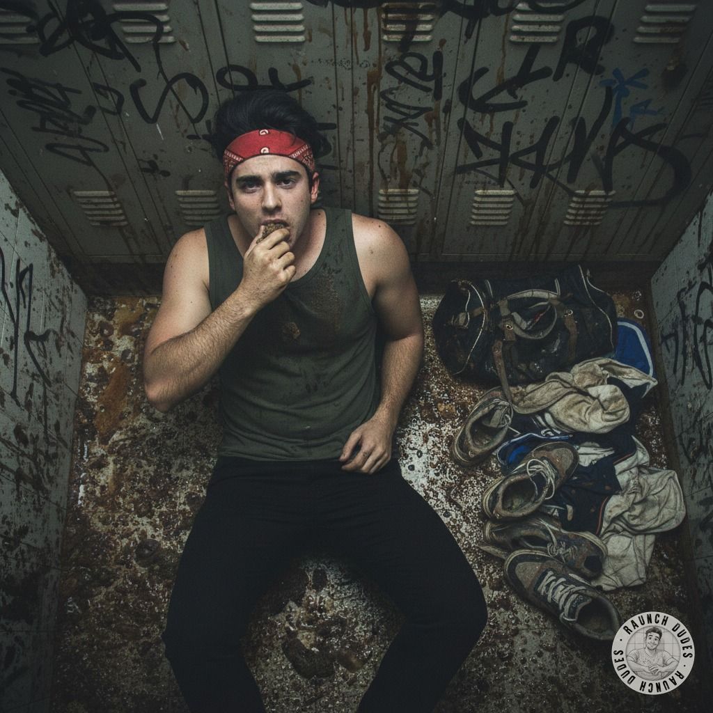 Nothing hotter than a young pervert devouring shit in the locker room. 😈🔥 The raw, filthy thrill of it all—no shame, just...