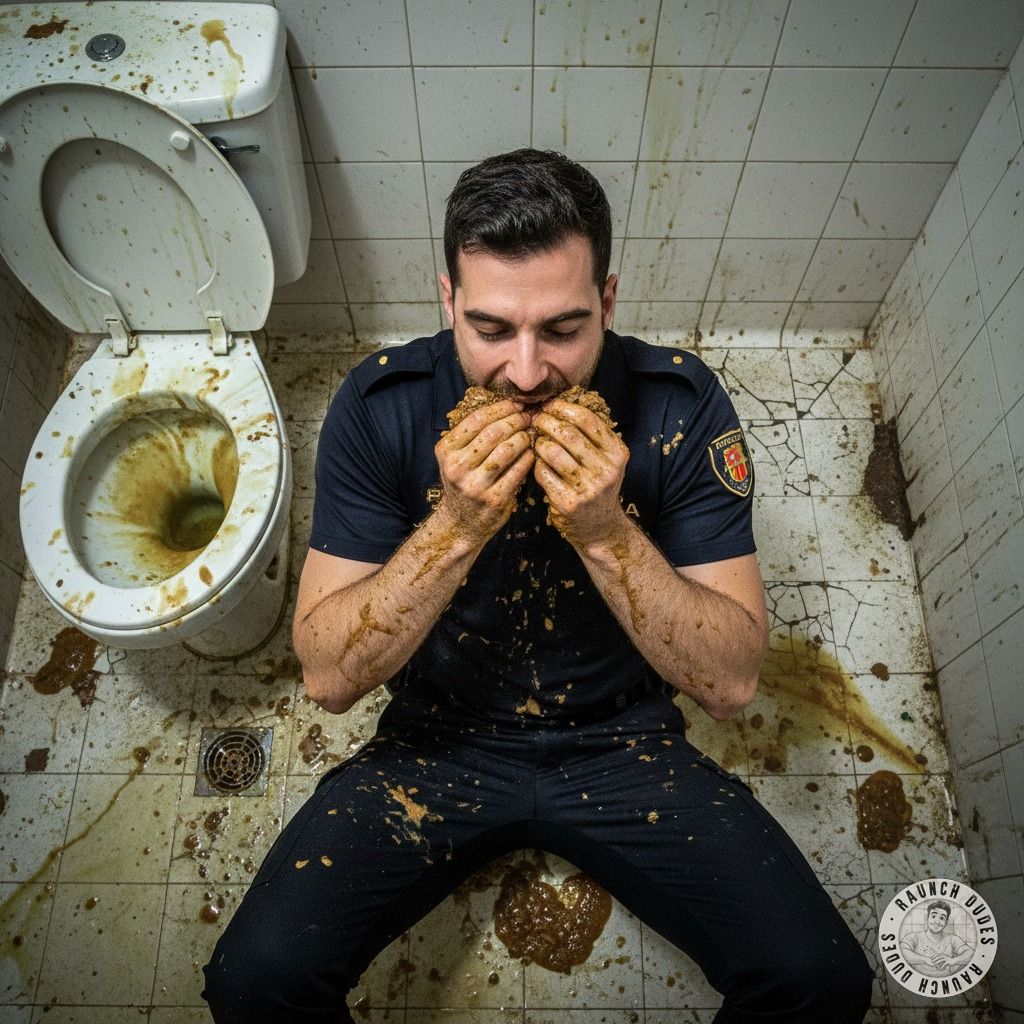Caught this cop with a filthy secret—he loves eating shit like a hungry pervert! 😈🍑 Who else gets off on a uniformed scat...