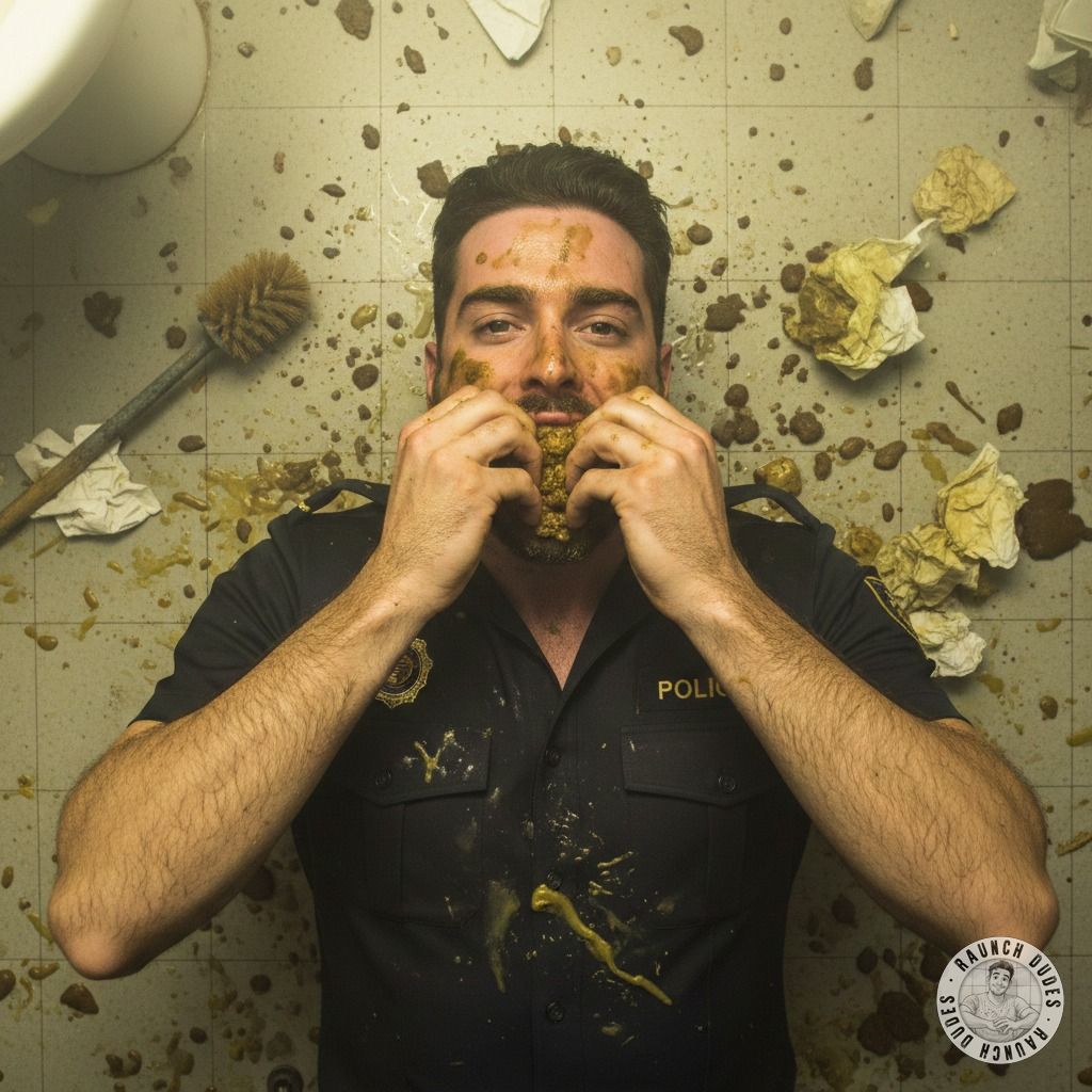 Caught this cop with a filthy secret—he loves eating shit like a hungry pervert! 😈🍑 Who else gets off on a uniformed scat...