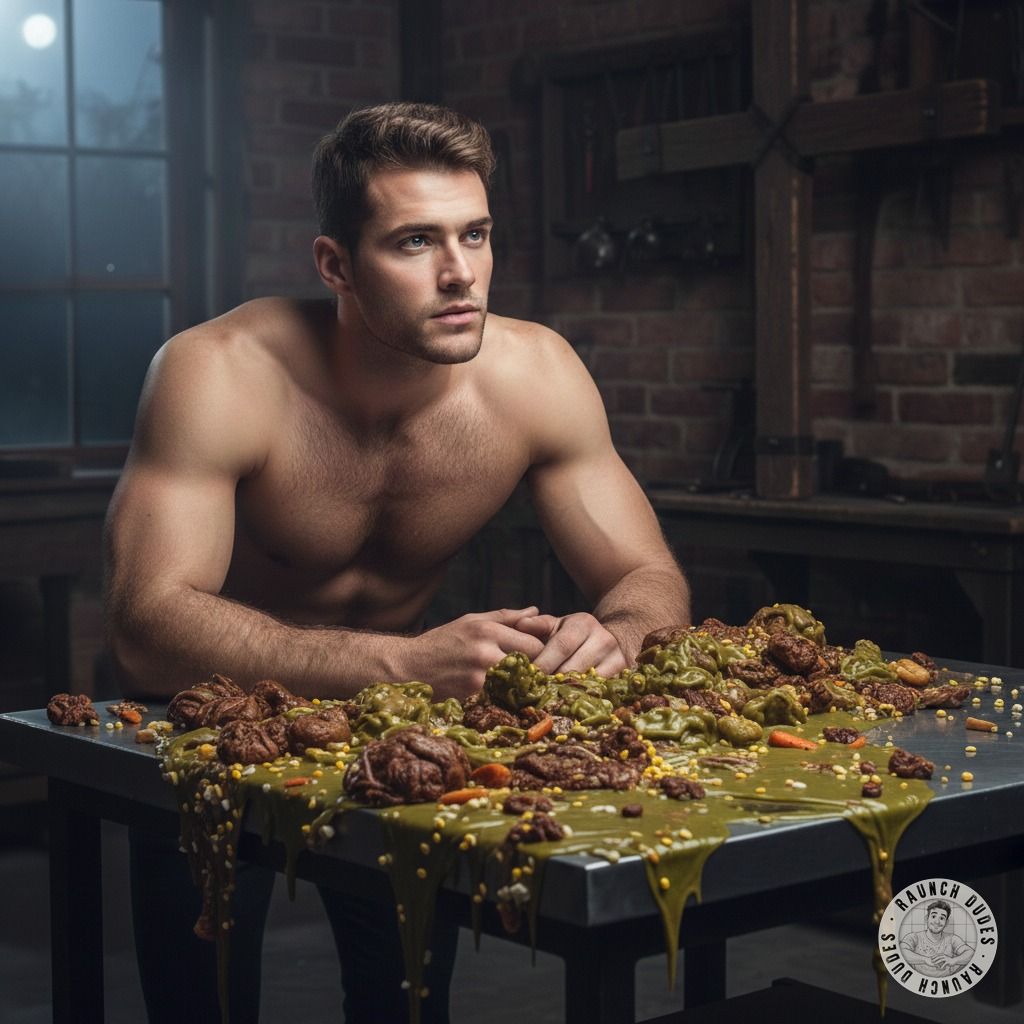 Lean back, let it drip—this filthy table’s your throne. 😈💦 The mess is yours to claim, pervert. #dirtyfantasy #dirtykitchen