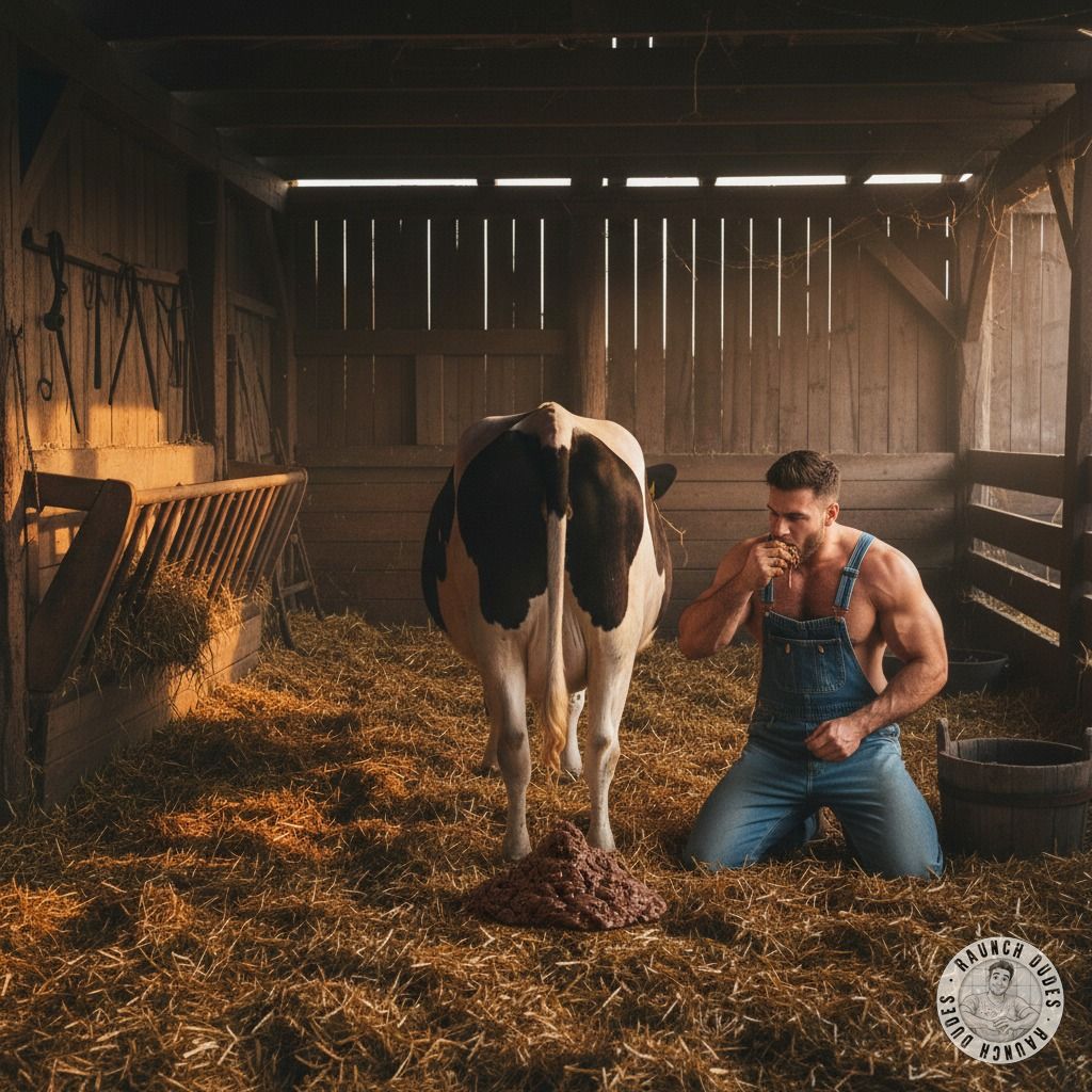 Fresh cow shit straight from the barn—this farmer knows how to indulge in the filthiest pleasures! 🐄💩 #gayscat #dirtyfarm...