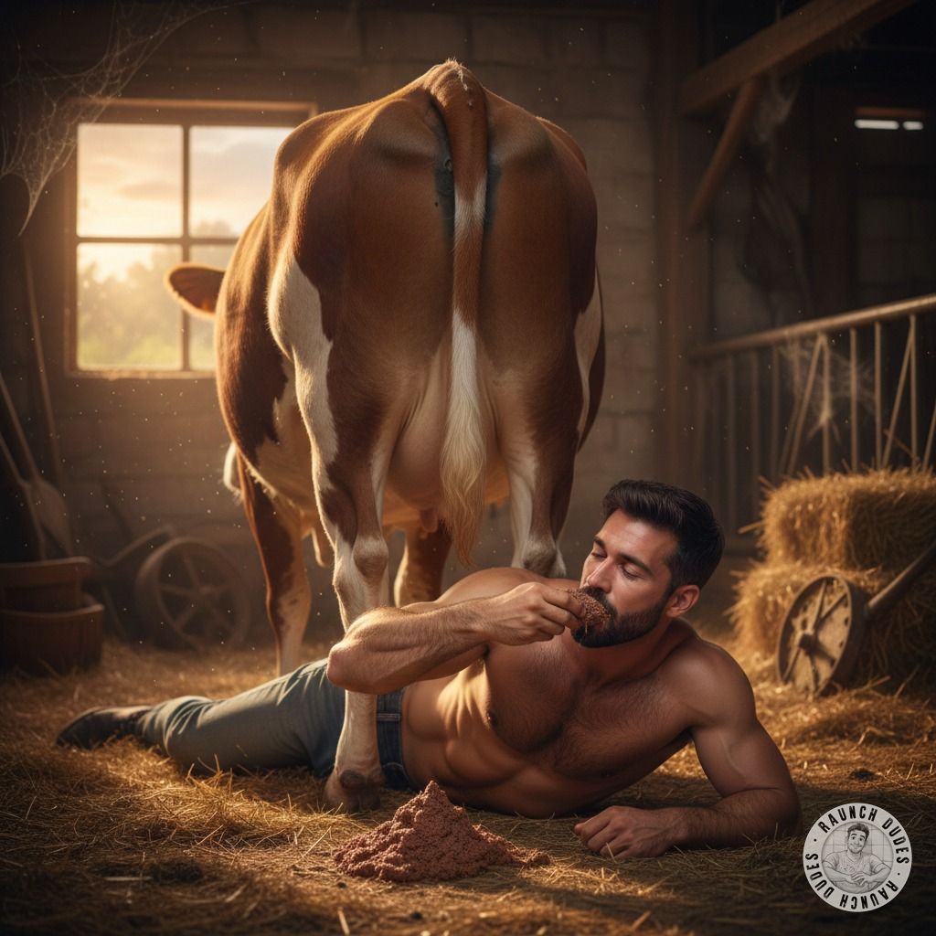 Fresh cow shit straight from the barn—this farmer knows how to enjoy his dirty pleasures. 🐄💩 #gayscat #dirtyfarm #bear