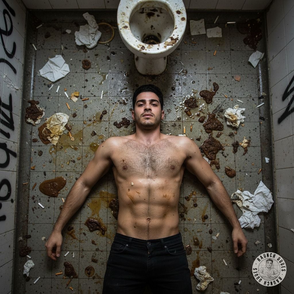 Lurking in the bathroom, covered in filth—nothing hotter than a pervert lost in his own mess. The stench, the chaos, the raw...