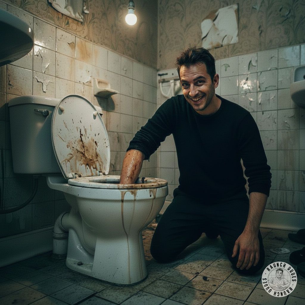 Nothing hotter than a filthy pervert diving into a shit-stained toilet for that raw, taboo thrill. 😈💦 #gayscat #dirtyfantasy...