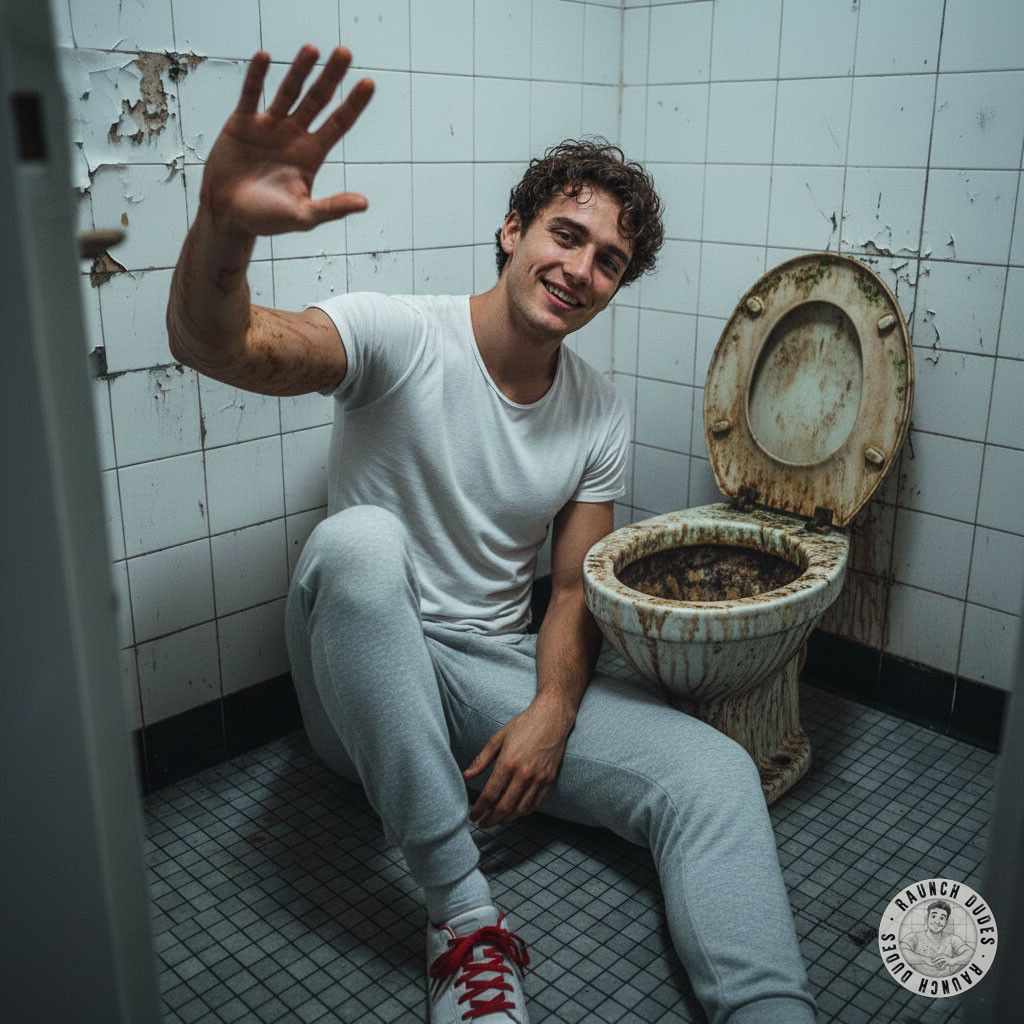 Waving goodbye with a smirk, his hand resting on that filthy, cum-stained toilet seat. 😈💦 The scent of raw desire lingers in...