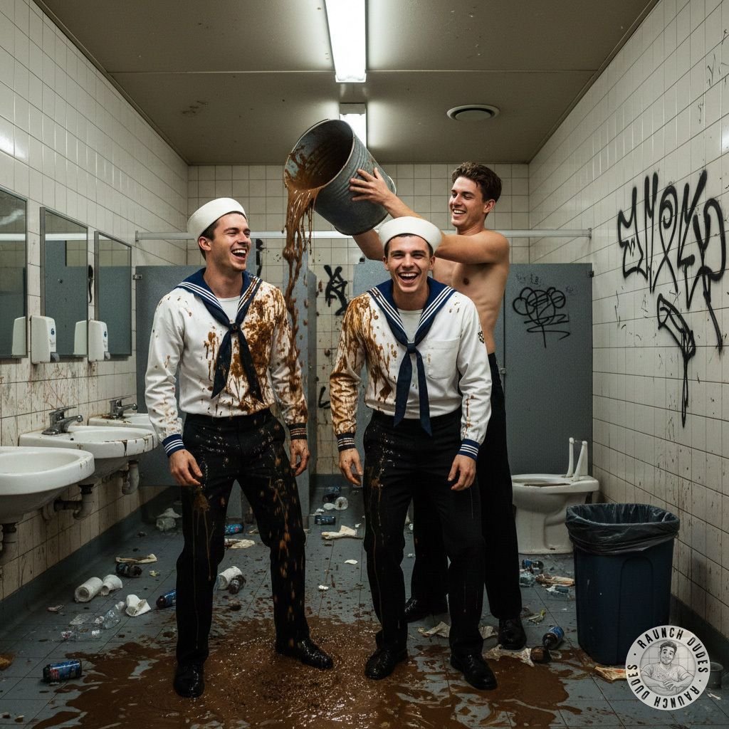 Sailors on shore leave? Nah… sailors on SHIT leave 💩 Three horny navy boys turning the public head into their private brown...