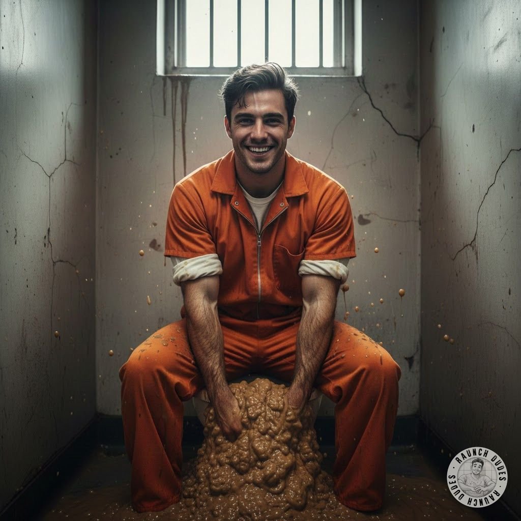 Life sentence just got a whole lot dirtier 💩 This hot inmate is grinning ear to ear, hands deep in a massive, fresh pile...