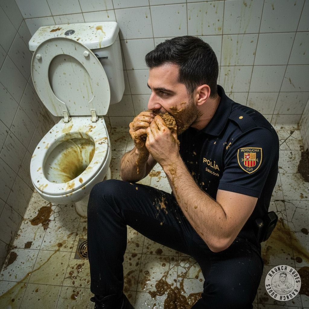 Caught this cop with a filthy secret—he loves eating shit like a hungry pervert! 😈🍑 Who else gets off on a uniformed scat...
