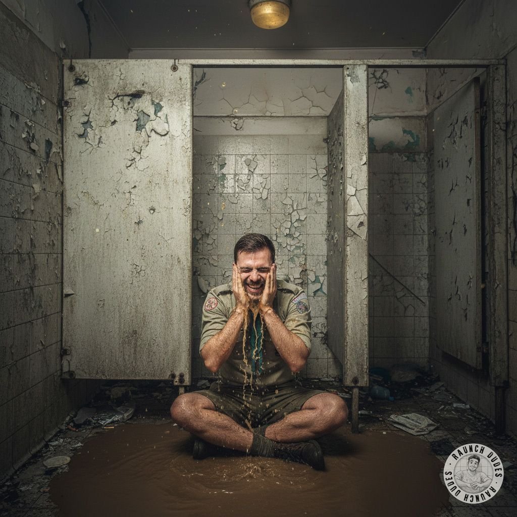This scoutmaster is buried balls-deep in the nastiest latrine overflow, hands on his face, letting that hot, thick brown...