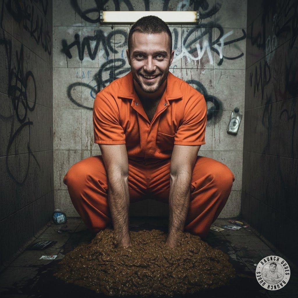 Locked up and loving it This sexy prisoner is squatting deep in a massive, steaming pile, hands buried in thick filth like a...